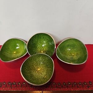 Set of Four Green Decorative Bowls